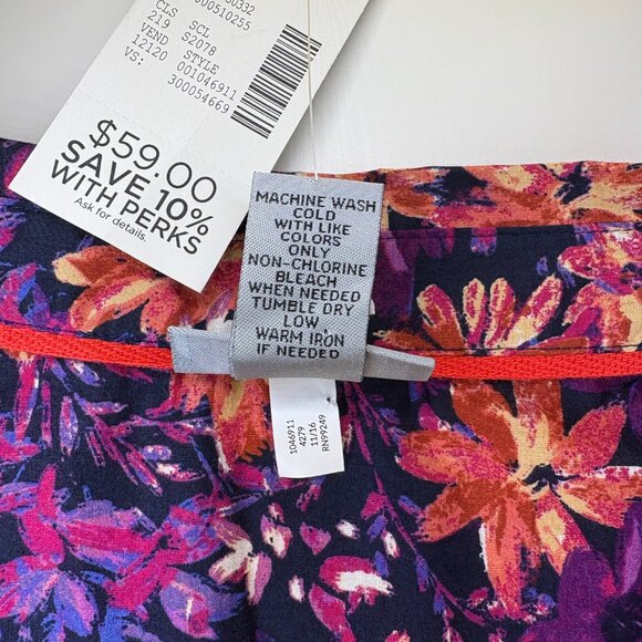 Catherines Womens Dark Floral Button Up Long Sleeve Top Size 3X Fairy Office - Picture 3 of 7